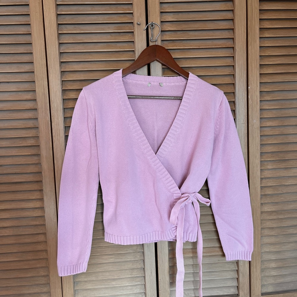 Pink Wrap Sweater-Cardigan (Coquette)